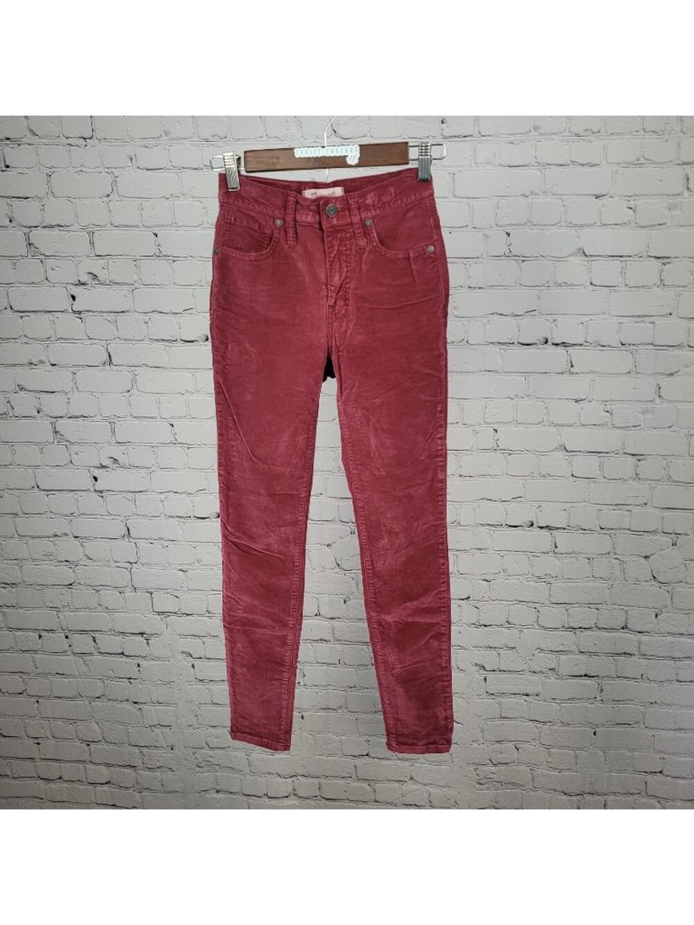 Madewell Red Velvet Corduroy 10" High Rise Stretch Skinny Pants 23 (23x27)